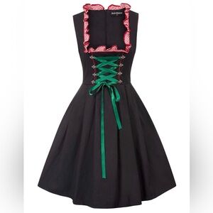 Scarlet Darkness Goth Corsette Dirndl Dress German Bavarian